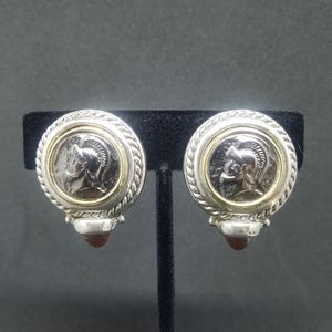 "Roman coin" clip earrings